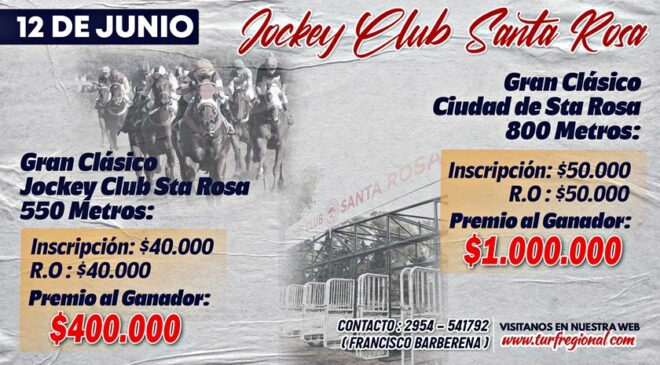 El 12 de Junio se corre en el Jockey Club Santa Rosa, La Pampa