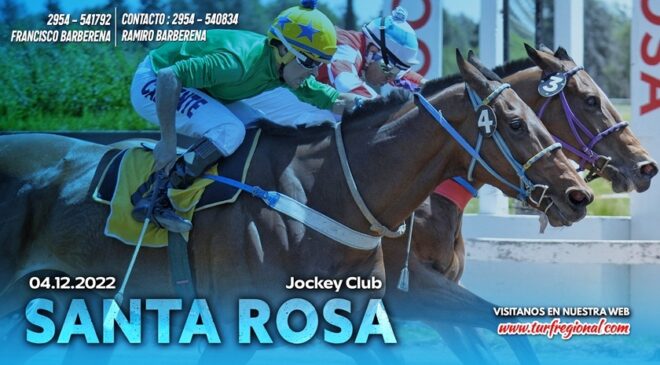El Jockey Club Sta Rosa cierra temporada el 4 de Diciembre, se corre la Polla Precoces