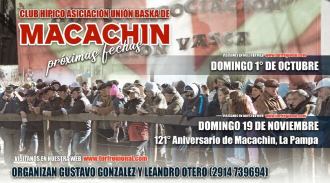 La Asoc. Unión Baska de Macachin anuncia sus próximas fechas
