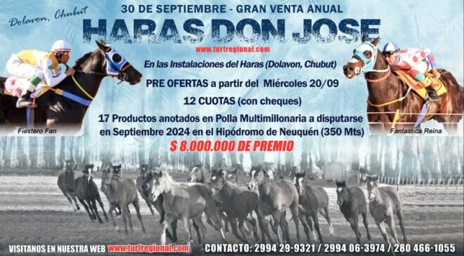 El Haras Don José anuncia su gran Venta Anual 2023, 30 de septiembre en Dolavon – Chubut